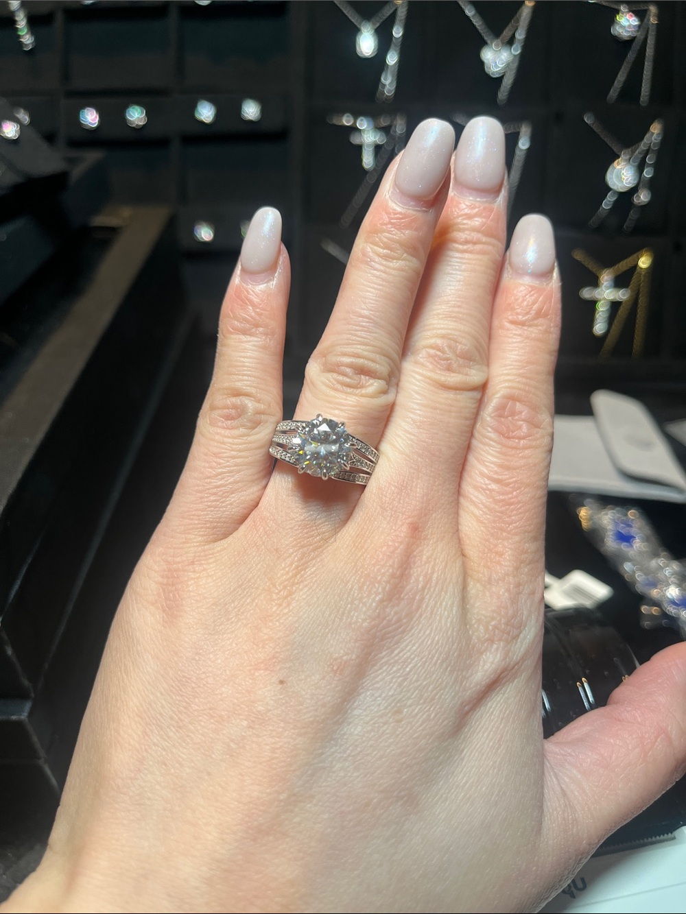 Sterling Silver Round Moissanite Bridal Ring Set in White